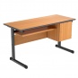 Lehrertisch, 130x65 cm (B/T), 76 cm hoch, Platte: Melamin, PU-Kante, 